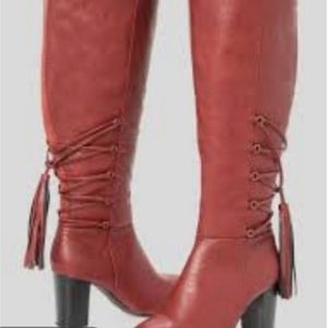 Red  Wide Calf Tassel BOOTS